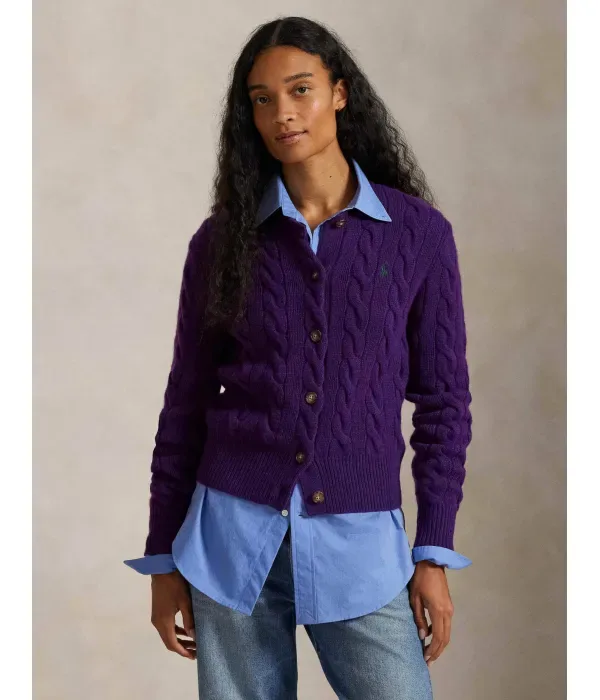 Шерстяной кардиган slim fit Polo Ralph Lauren, фиолетовый