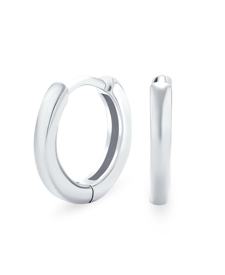 

Простые тонкие серьги-кольца в стиле K-pop, покрытые 14-каратным золотом, из серебра 925 пробы, с плоской застежкой Bling Jewelry, Silver white