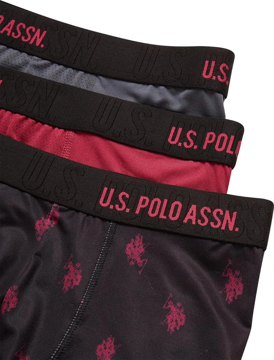 Боксеры U.S. Polo Assn., темно-серый/черный принт/бордовый — фото 3