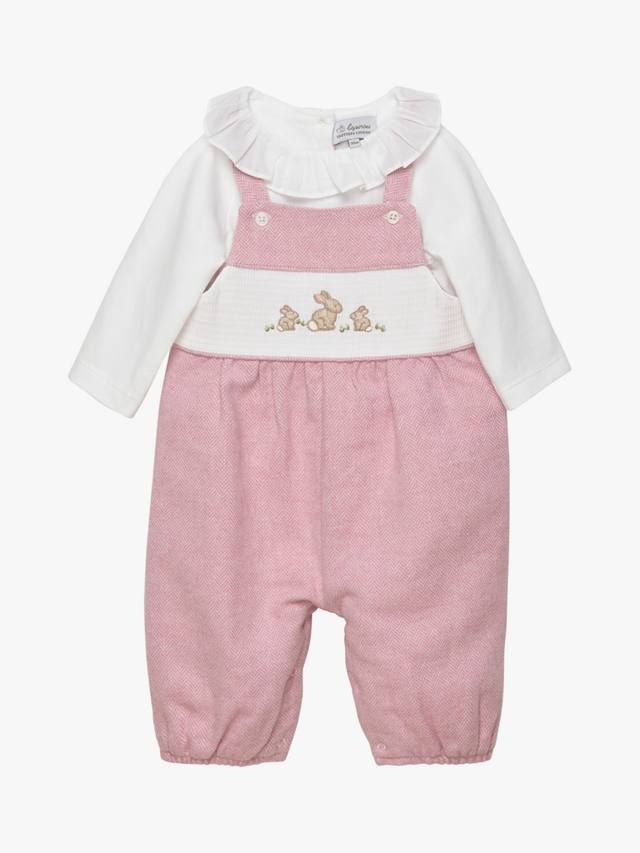 

Комплект с вышивкой Baby Bunny Trotters, Pale Pink Herringbone