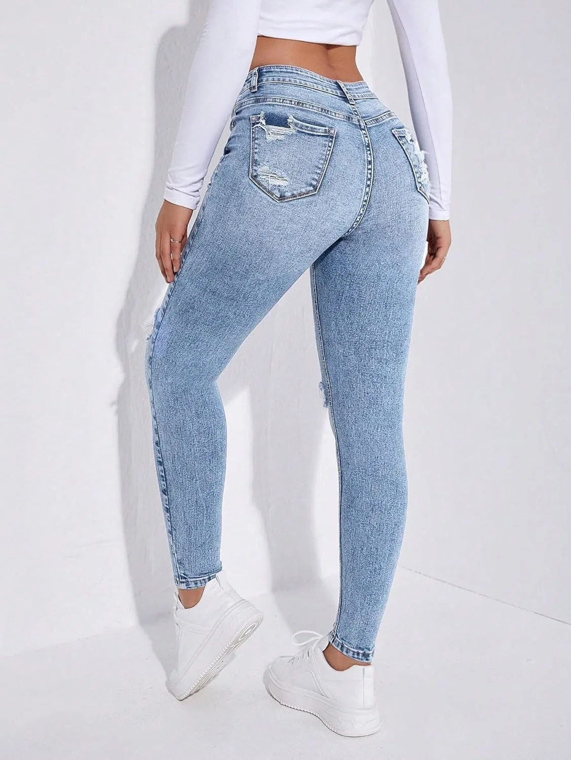 Джинсы рваные, Medium Wash — фото 2