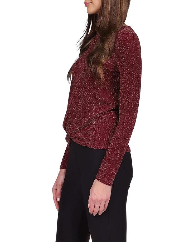 

Топ Michael Kors Twist Hem Long Sleeve Top, цвет Dark Ruby