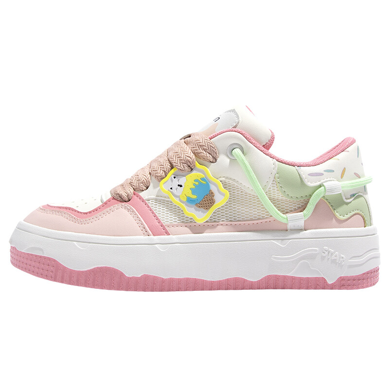 

Кроссовки TUOPIN Pie Shoes Skateboarding Shoes Women's Low-top Pink/Yellow, цвет Mismatched