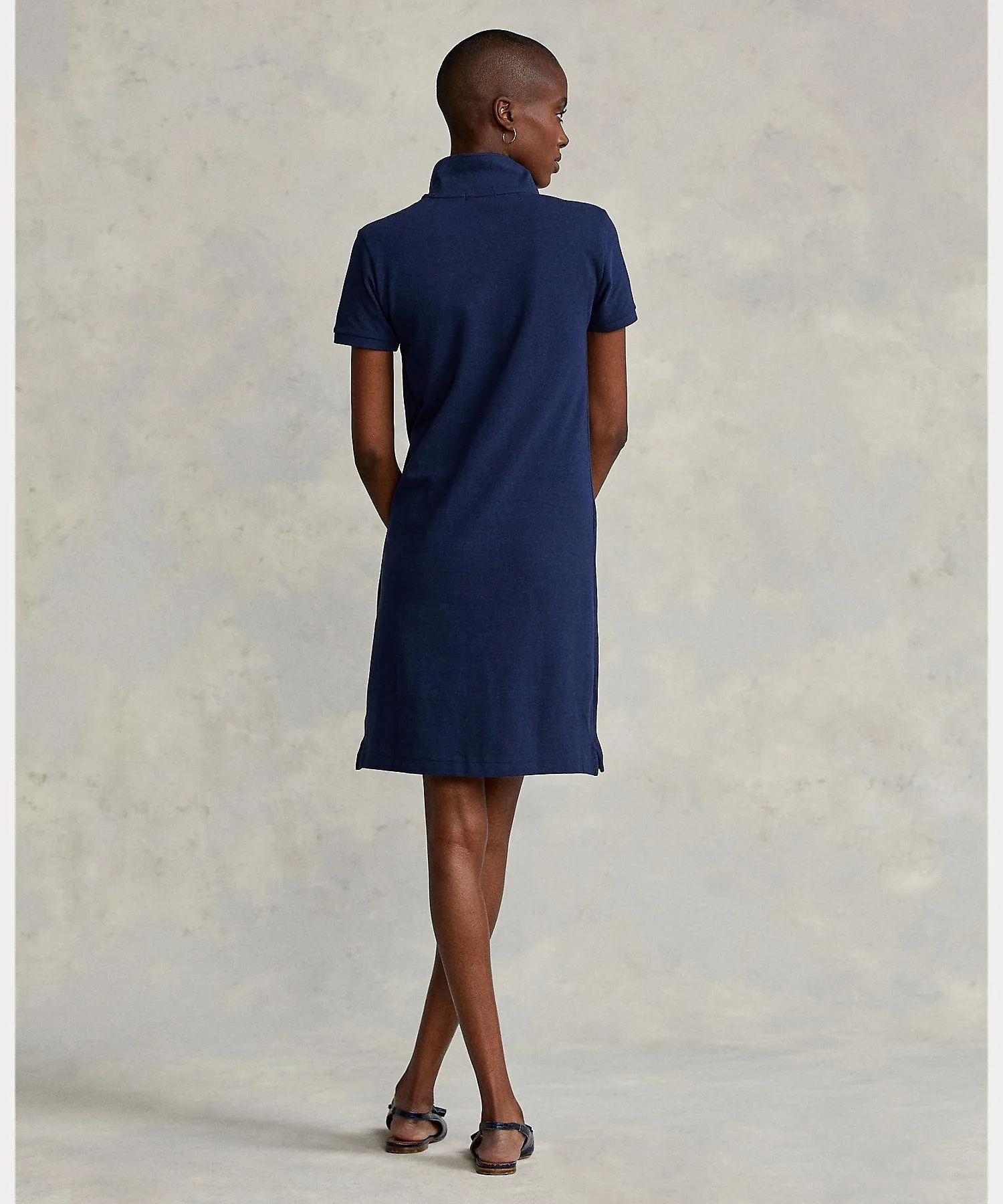 Платье-поло из хлопковой сетки Polo Ralph Lauren, 400 Blue — фото 2