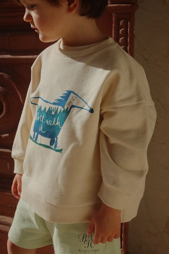 

Детская хлопковая толстовка RHW X KS Roller Sweat OCS Konges Sløjd, бежевый