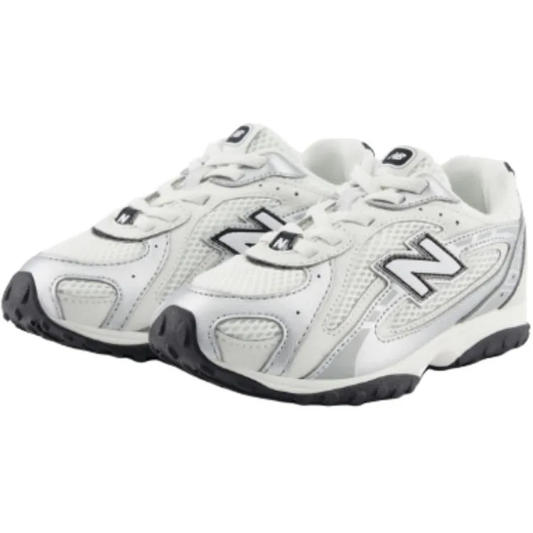 New Balance Детские повседневные кроссовки low top 204L бело-серебристые, дышащие, устойчивые к скольжению и истиранию — фото 3