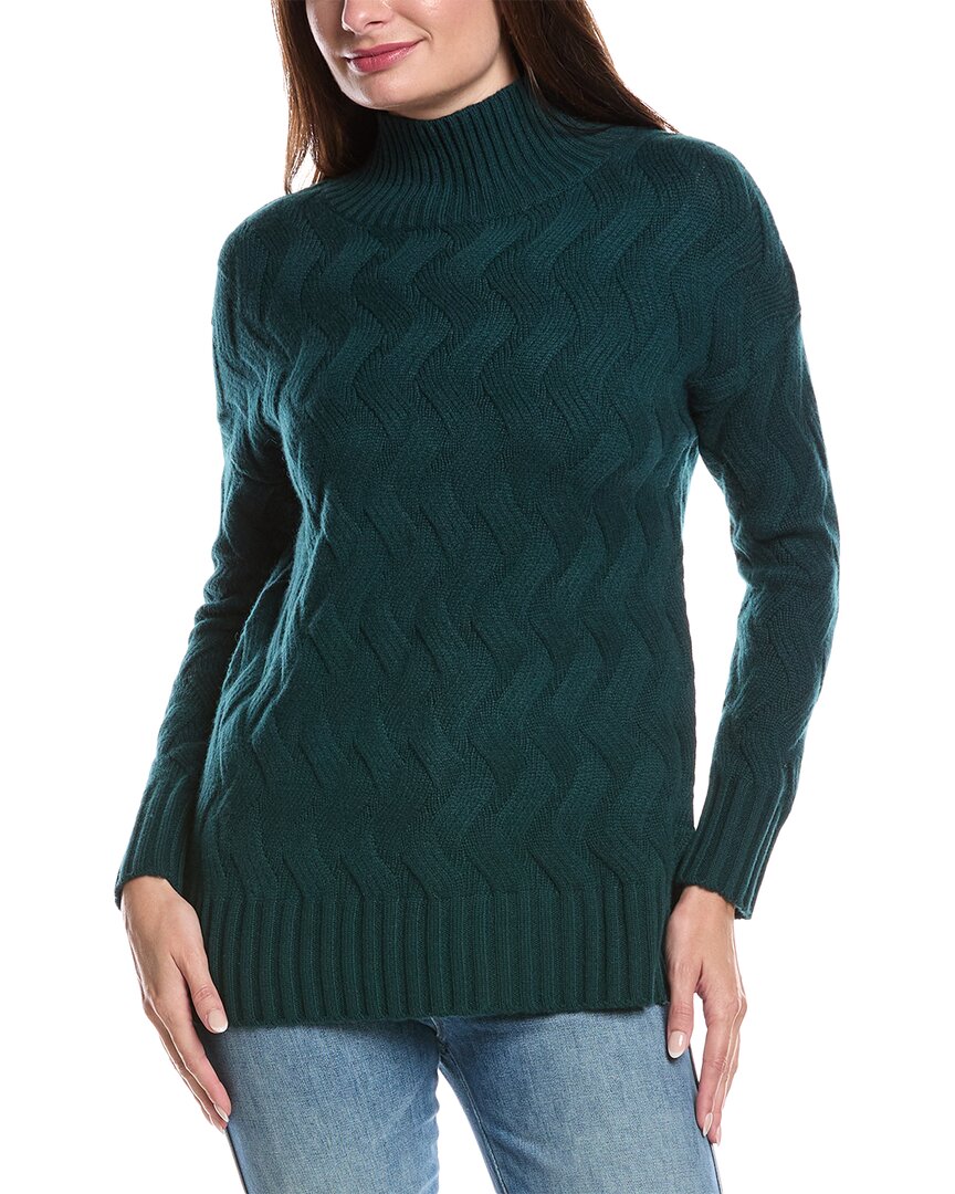 

Форте Кашемир Люкс Косой Вязки Воротник-воронка Кашемировый Свитер Forte Cashmere, зеленый