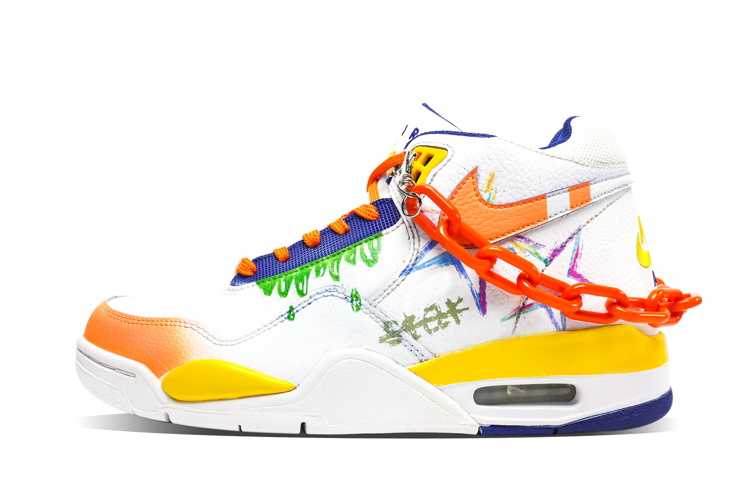 

Кроссовки Nike Flight Legacy Vintage Basketball Shoes Men Mid-top White/Royal/Yellow, белый/желтый