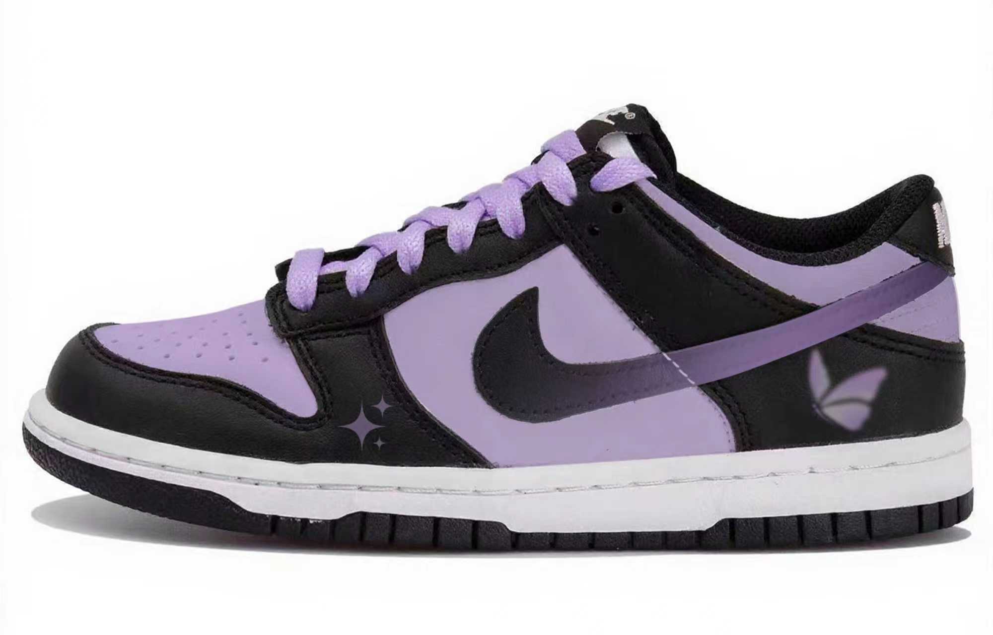 

Nike Детские кроссовки dunk low top skateboard shoes черные фиолетовые