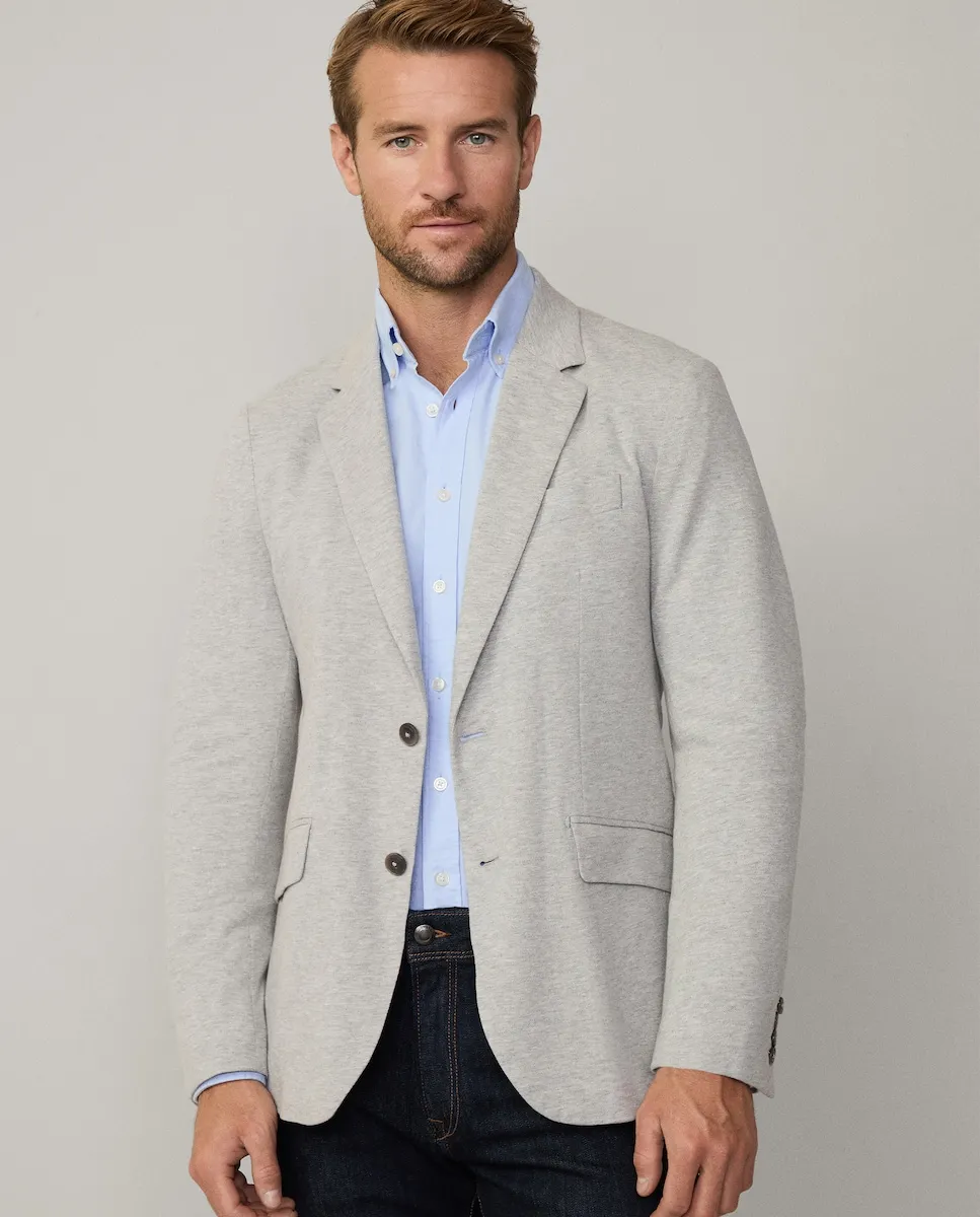 

Классический мужской пиджак из ткани пике Hackett, светло-серый
