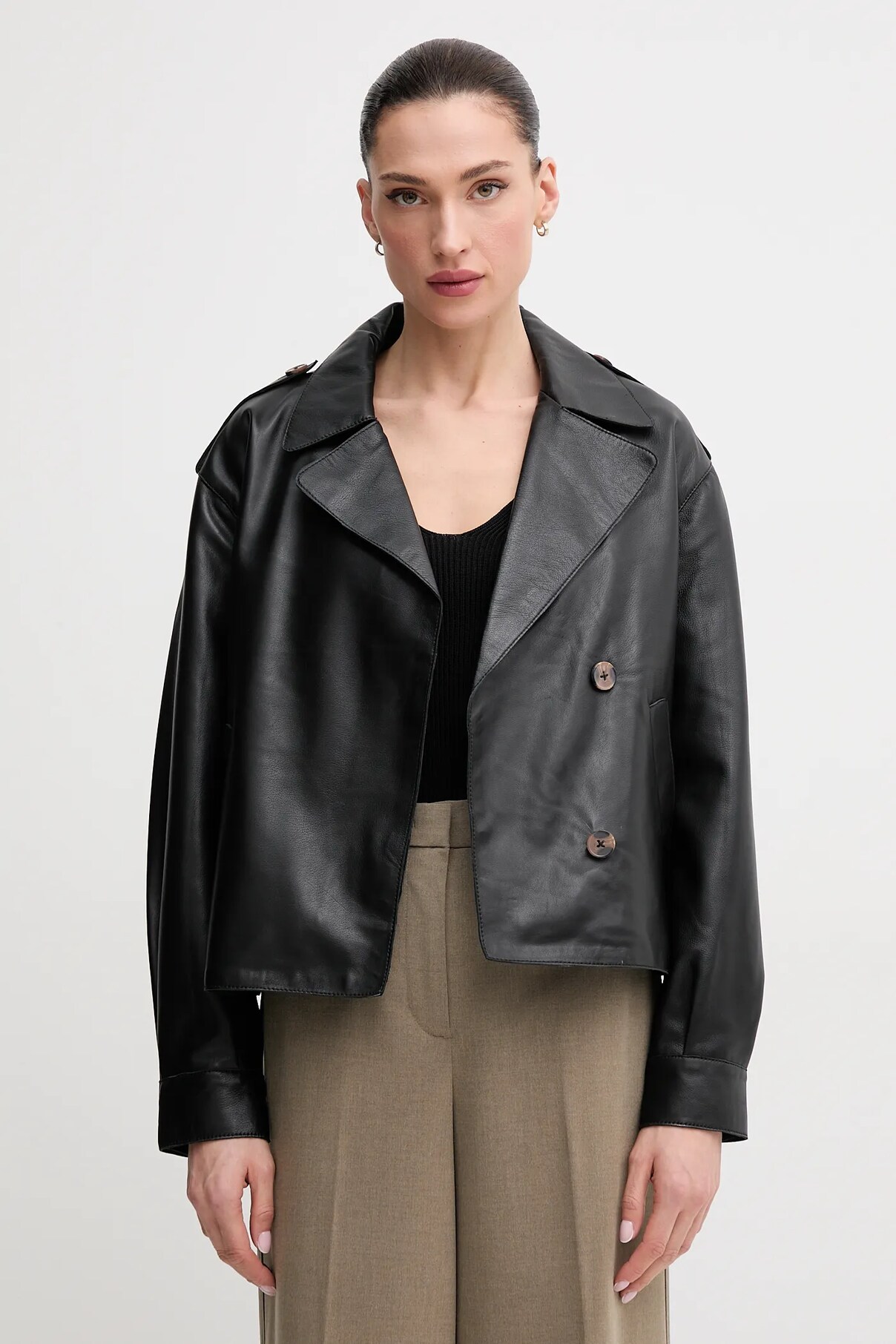 

Кожаная куртка GRETA Pepe Jeans, черный