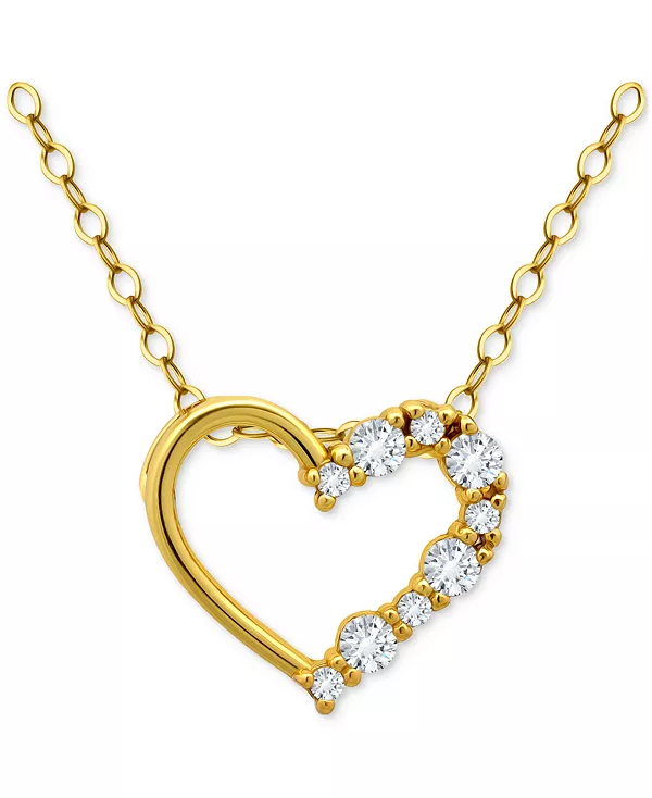 

Ожерелье с подвеской в форме полусердца из стерлингового серебра с кубическим цирконием, 16 дюймов + 2-дюймовая удлинительная вставка, эксклюзивно в Macy's Giani Bernini, yellow