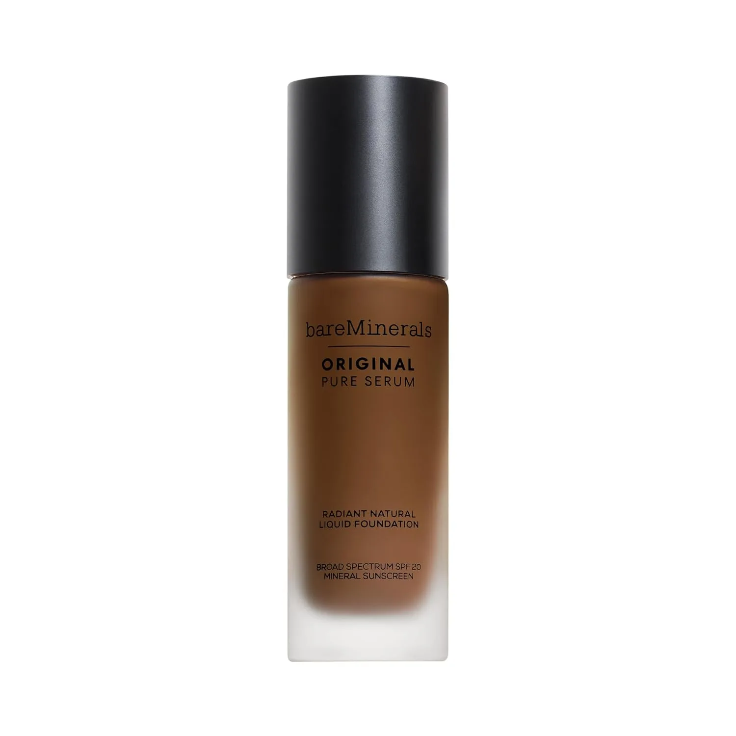 bareMinerals Original Pure Serum Radiant Natural Liquid Foundation Mineral SPF 20, увлажняющий тонирующий крем, сияющий финиш, легкая текстура, среднее покрытие, некомедогенный, веганский продукт, Deep Warm 6