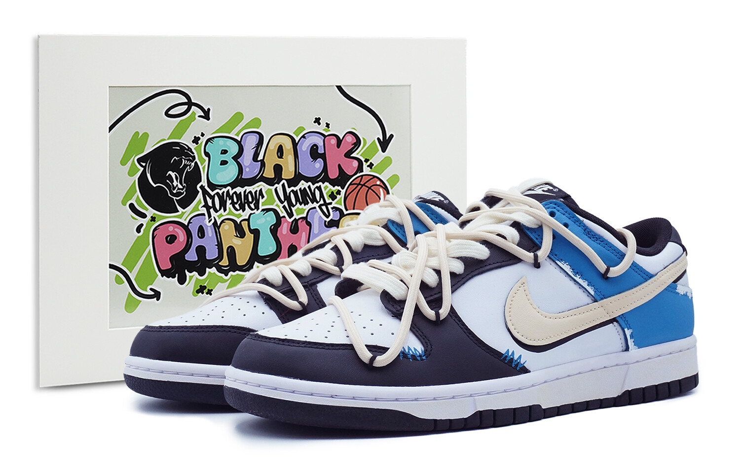 

Кроссовки Nike Dunk Skateboarding Shoes Men Low-top Black/Blue, синий
