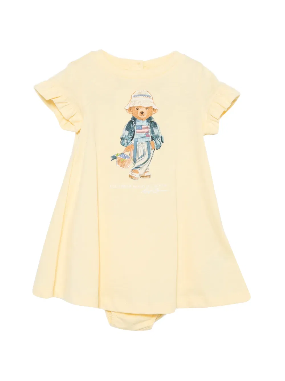 Платье с оборками и принтом Polo Ralph Lauren Kids, желтый