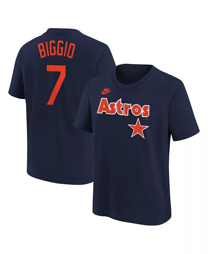 

Футболка Big Boys Craig Biggio Navy Distressed Houston Astros Cooperstown Collection с именем и номером Nike