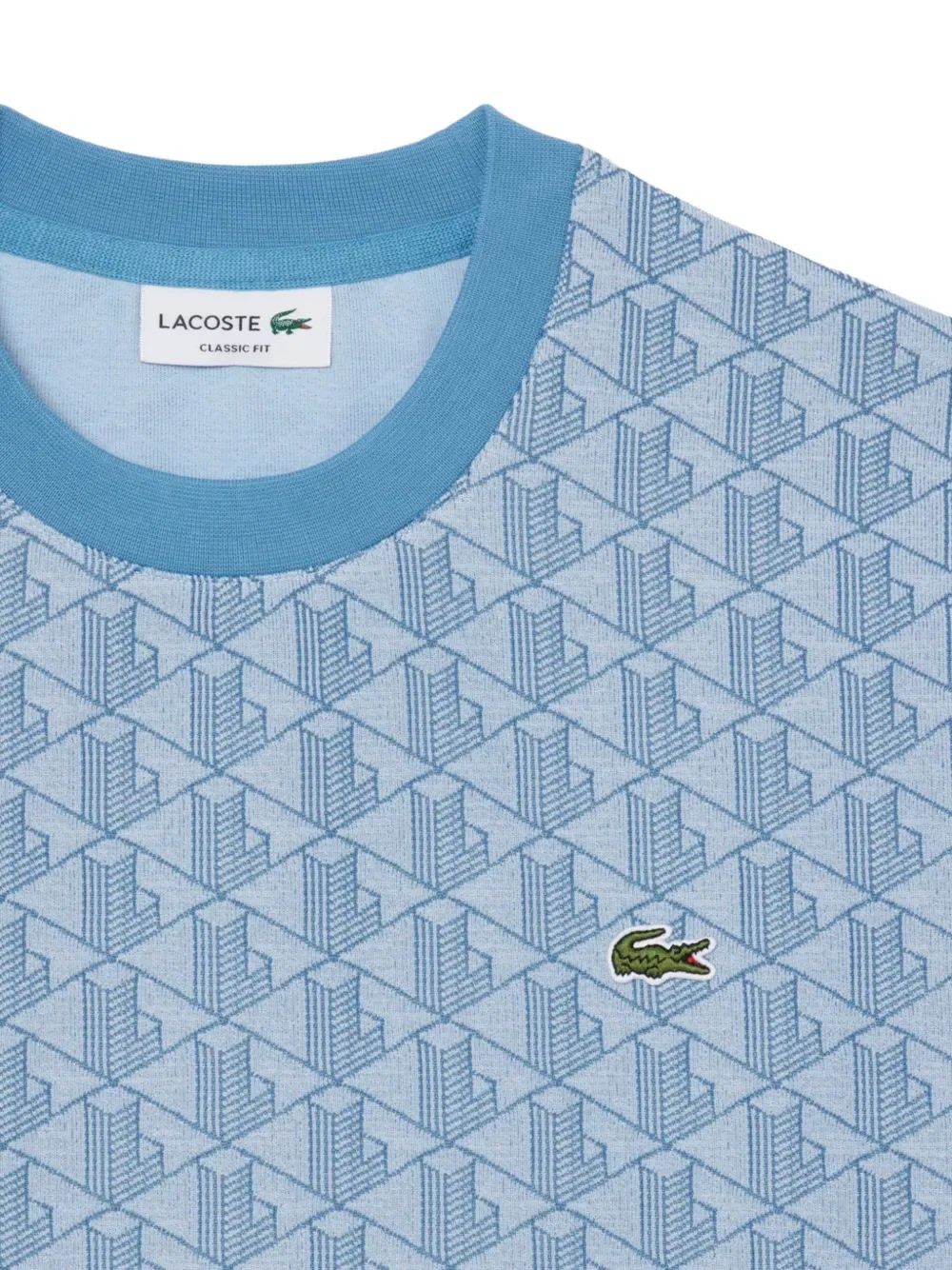 Футболка с круглым вырезом и узором Lacoste, синий — фото 3