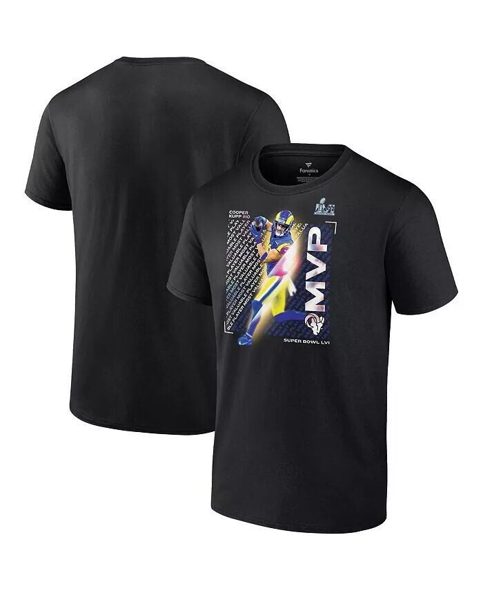 

Мужская футболка Cooper Kupp Black Los Angeles Rams Super Bowl LVI Champions MVP Fanatics