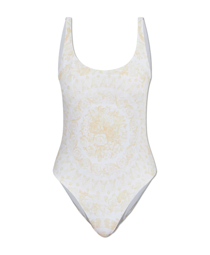 Подводный слитный купальник в стиле барокко Versace, белый
