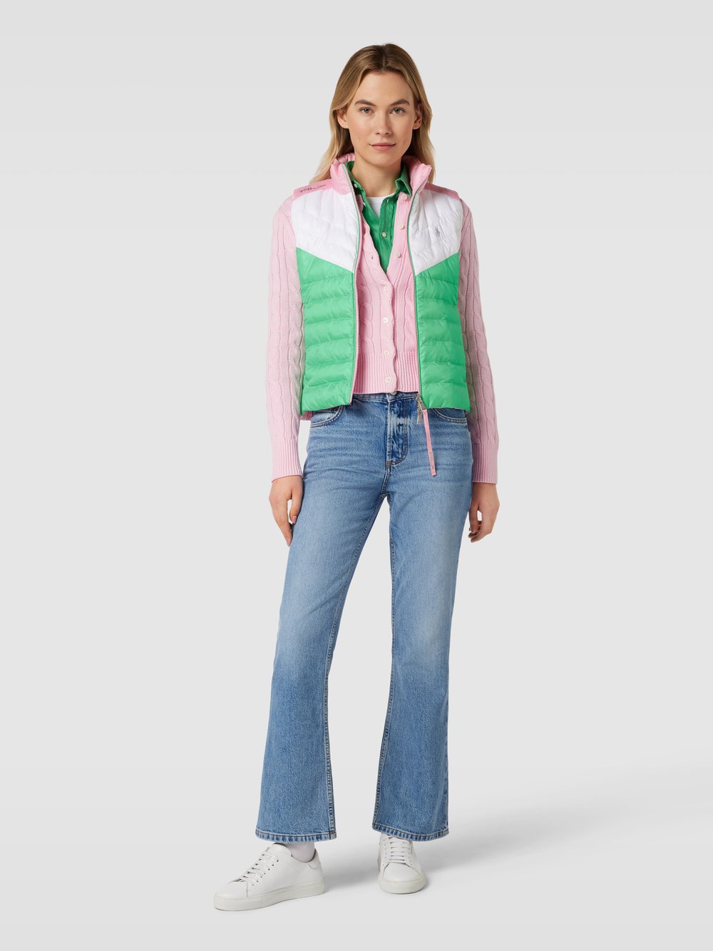 

Стеганый жилет в стиле колор-блок Polo Ralph Lauren, белый