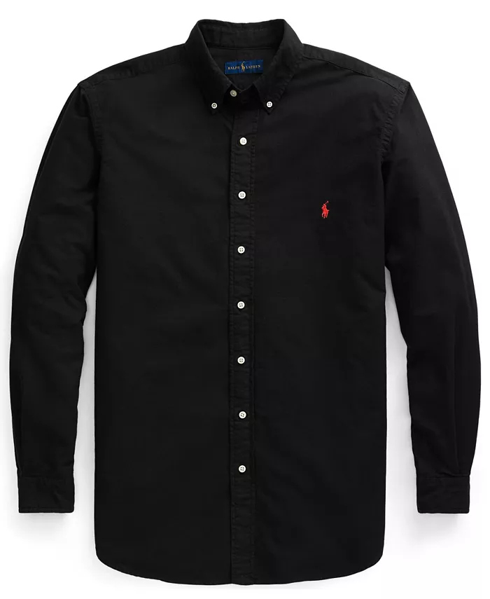 Мужская классическая оксфордская рубашка с длинным рукавом Big & Tall Polo Ralph Lauren, черный — фото 4