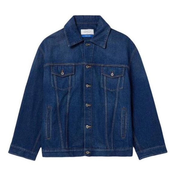 

Куртка oversize logo-appliqued denim jacket Off-White, синий