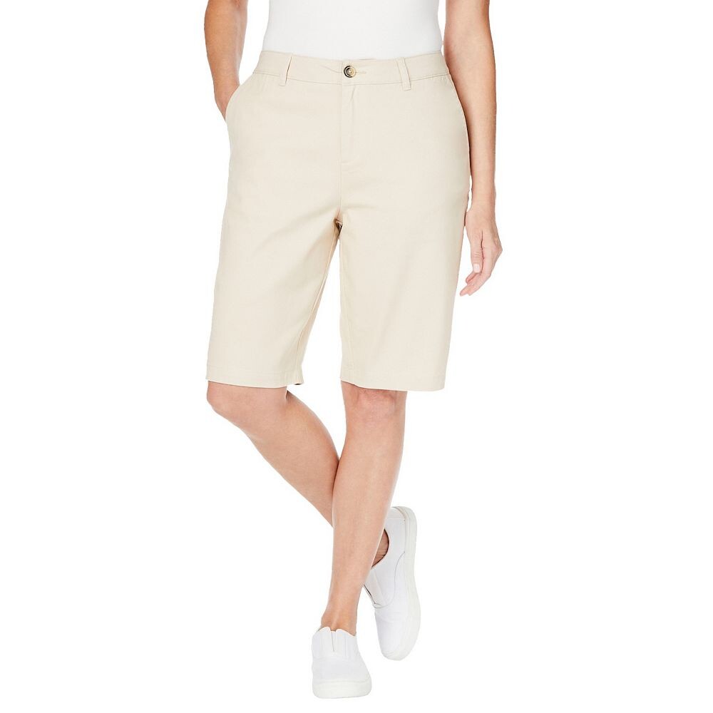 

Женщина в женских шортах с свободной талией больших размеров Woman Within, цвет Natural Khaki