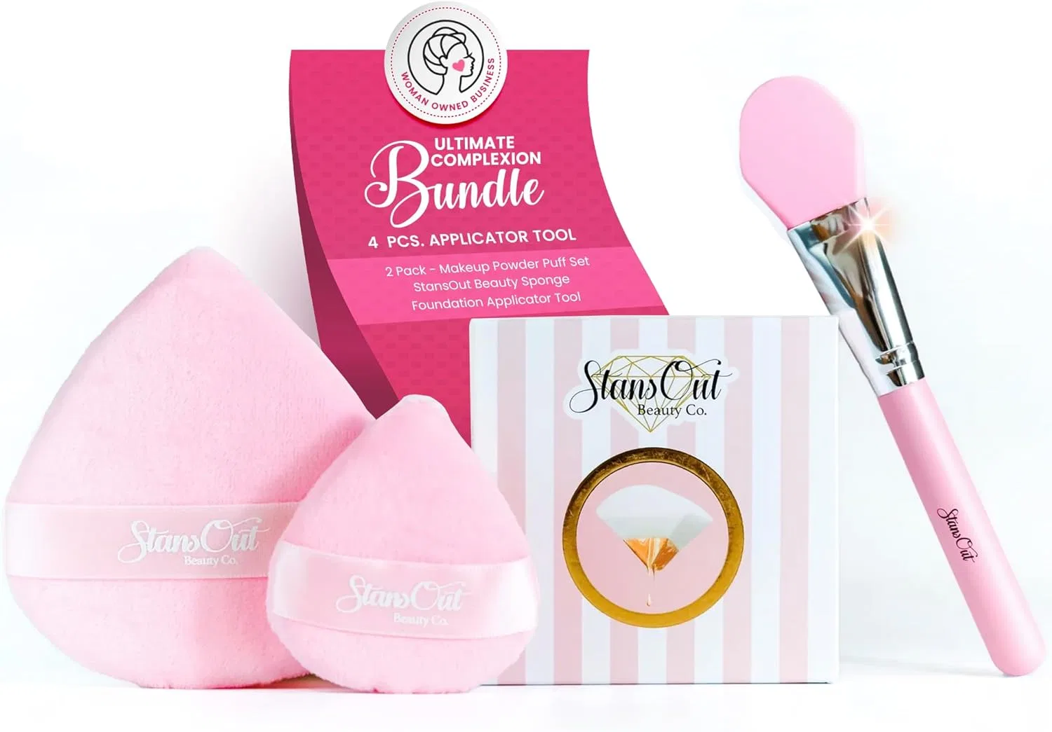 Набор кистей для макияжа StansOut Ultimate Complexion Bundle, 3 предмета, белый Stansout Beauty Company