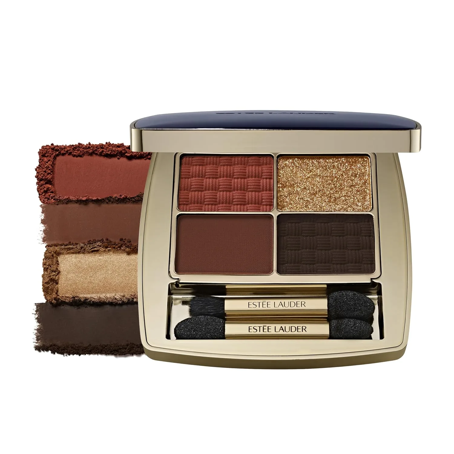 Палетка теней для век Estée Lauder The Essential Eyeshadow Quad Long-Lasting Palette | Shape, Sculpt, Magnify, 0.14 унции, Getaway - Warm: burnt sunset orange (matte), reddish brown (matte), burnished gold (metallic), brown (satin)