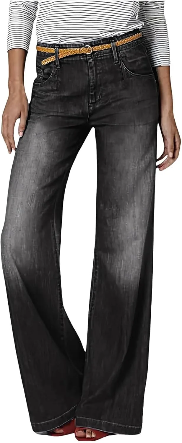 

Женские джинсы прямого кроя с высокой талией, эластичные, свободного фасона Movnebyro