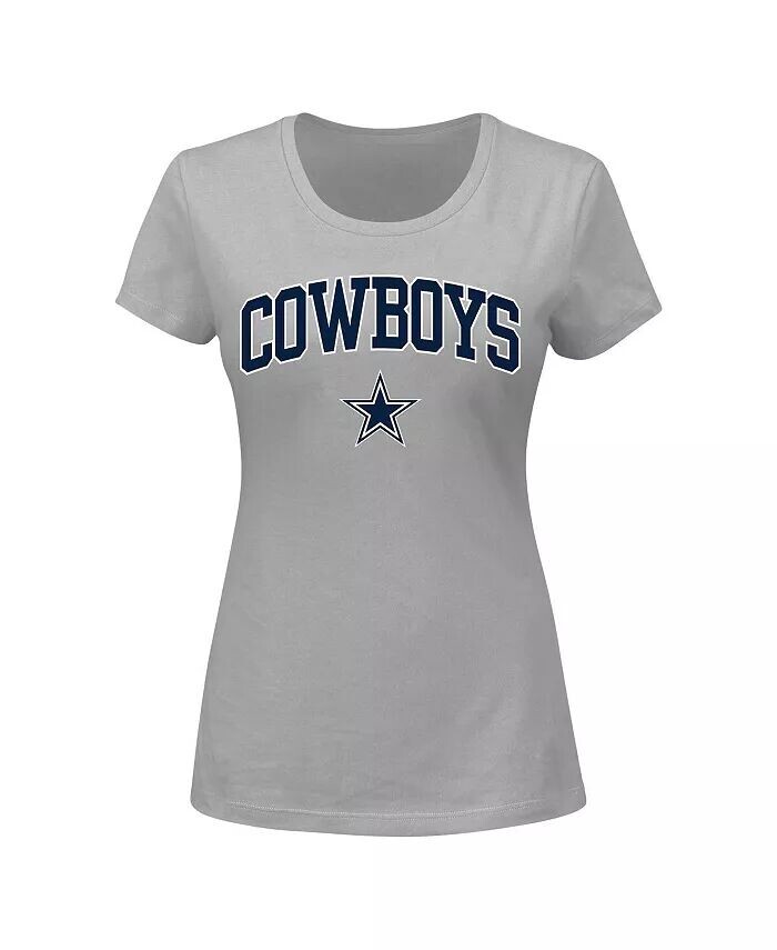 

Женская серая футболка с логотипом Dallas Cowboys размера плюс Fanatics, серый