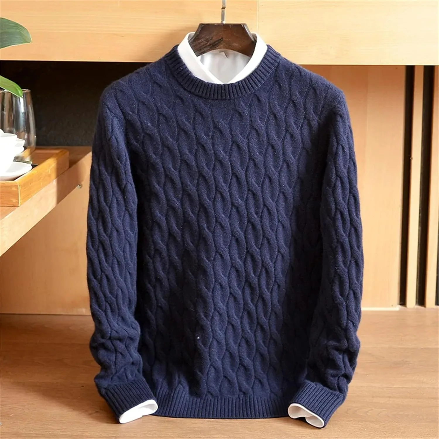 Мужской свитер из 100% кашемира, утепленный, цвета navy и gray — фото 4