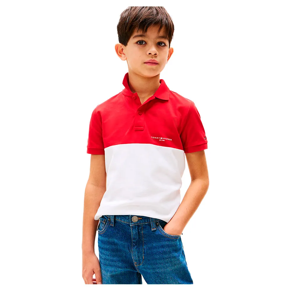

Поло с коротким рукавом Tommy Hilfiger Colourblock Mini Cropped, красный