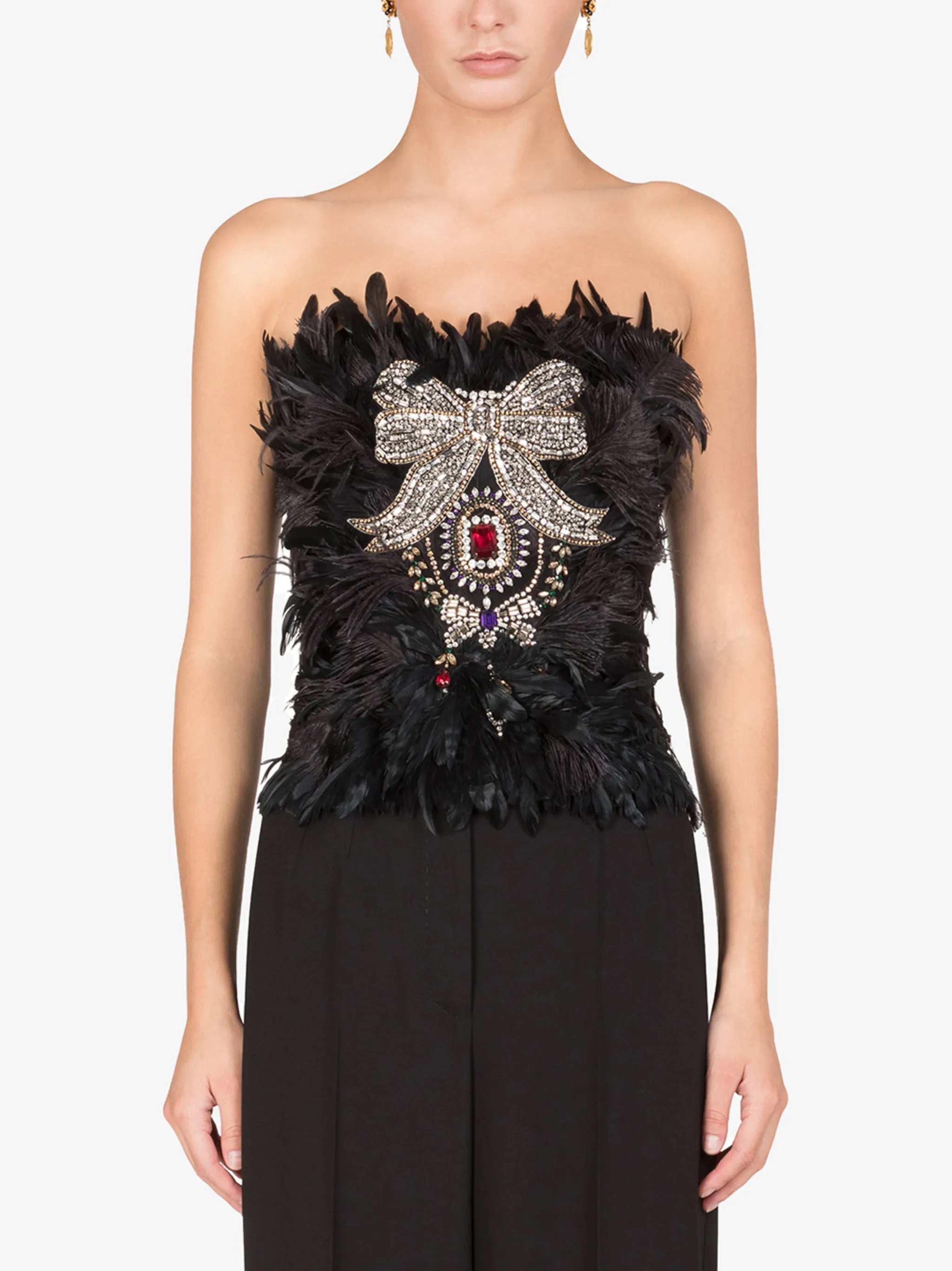 Декорированный топ-бюстье без бретелей Dolce & Gabbana, черный — фото 3