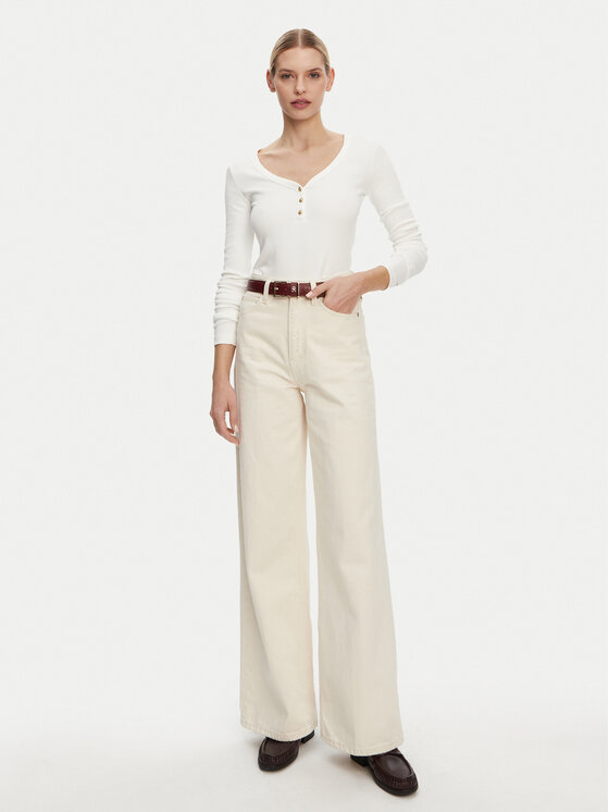 Блузка облегающего кроя Henley WW0WW43905 Tommy Hilfiger, белый — фото 2