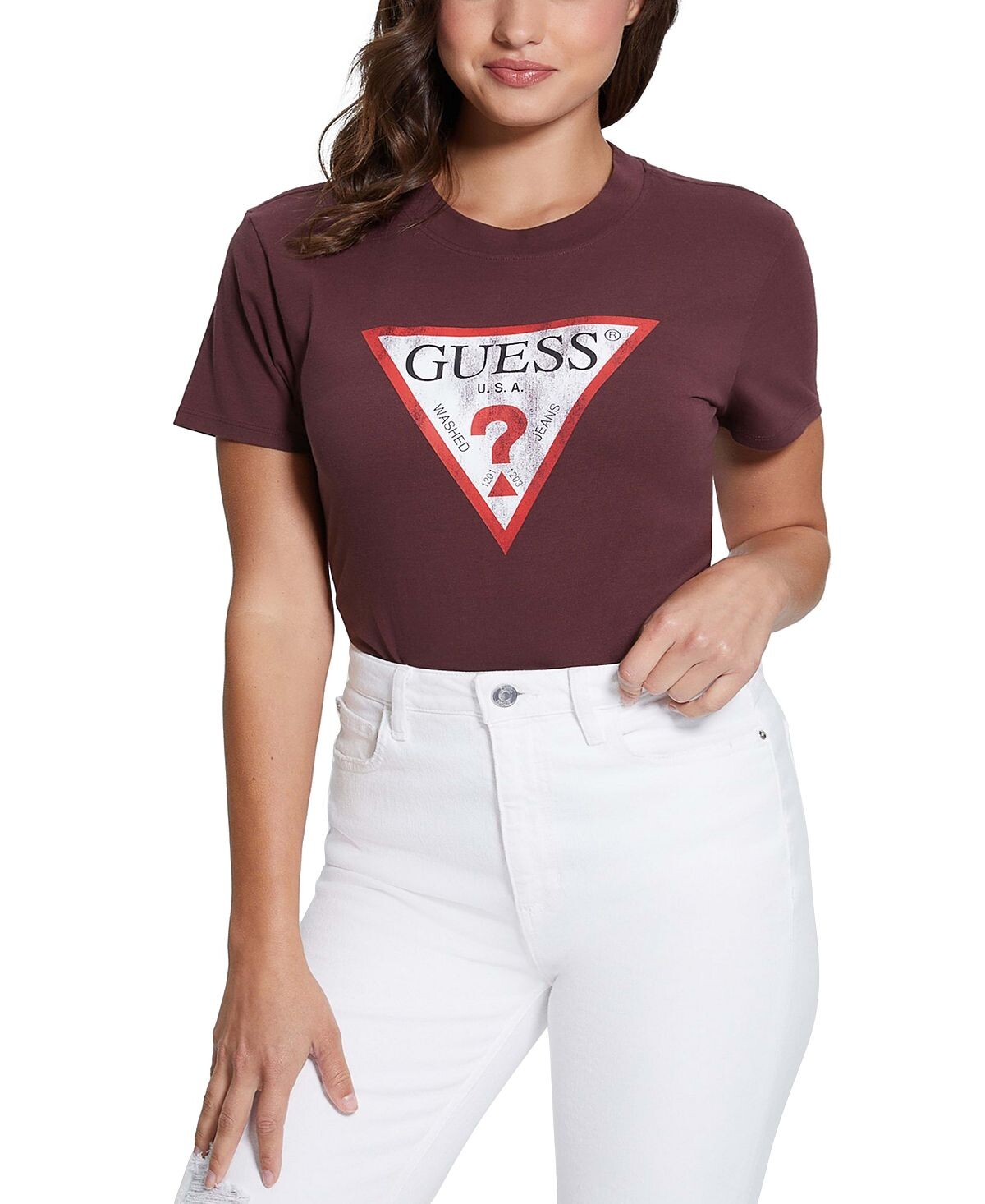 

Женская футболка классического кроя с логотипом из органического хлопка GUESS