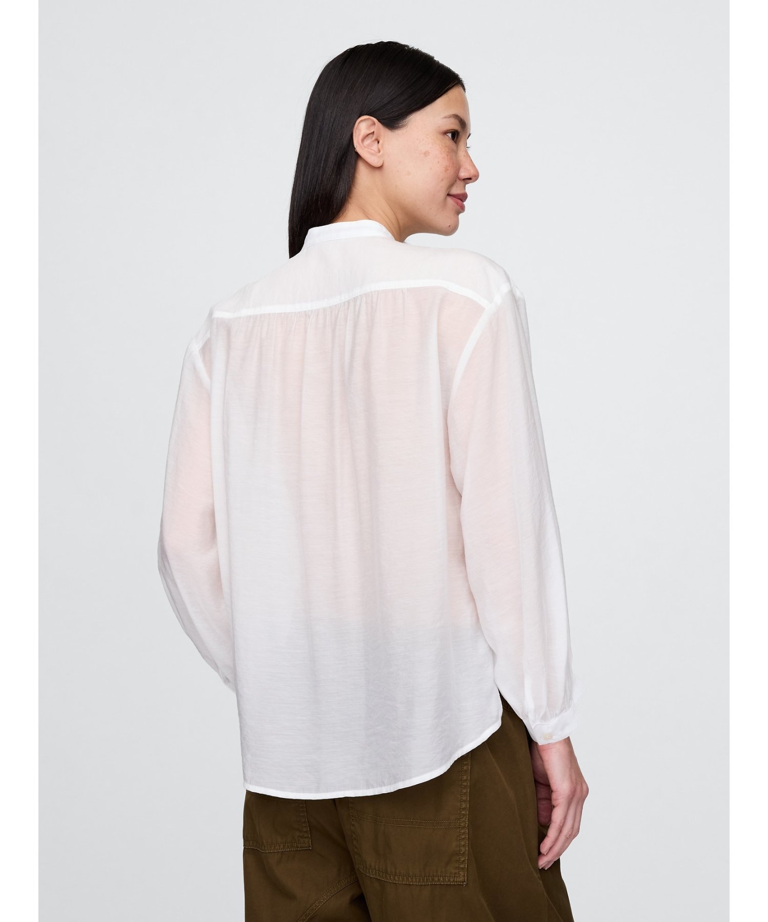 (W) Прозрачная рубашка на пуговицах спереди GAP, NEW_OFF_WHITE — фото 3