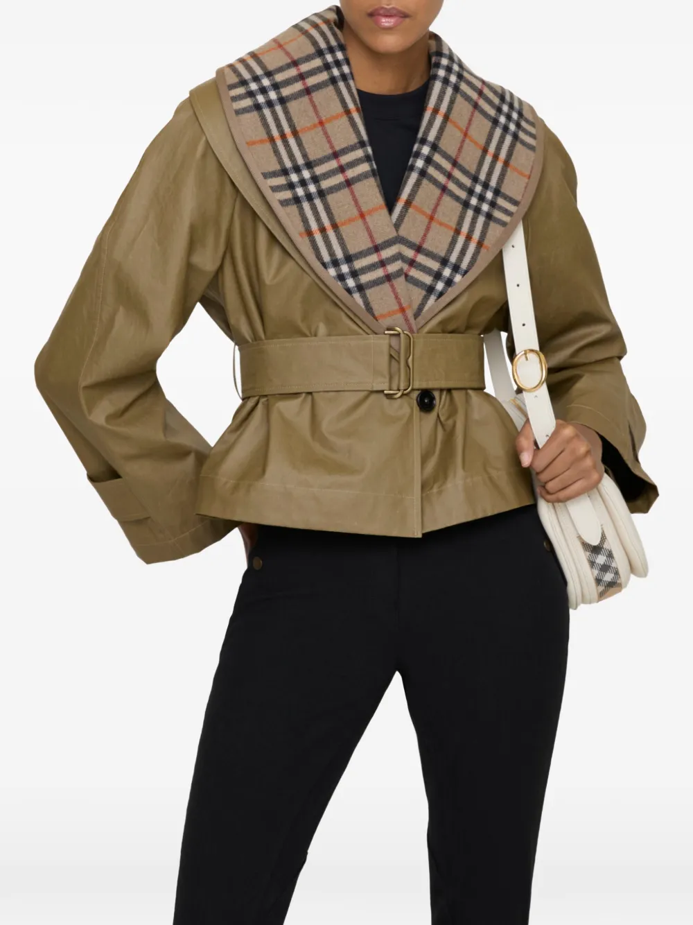 Куртка Burberry с клетчатым узором, бежевый — фото 3