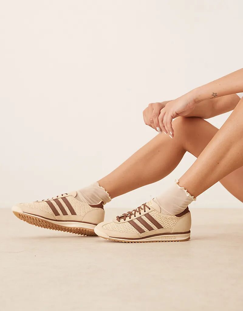 Кроссовки adidas Originals SL 72 OG кремового и коричневого цветов с плетением