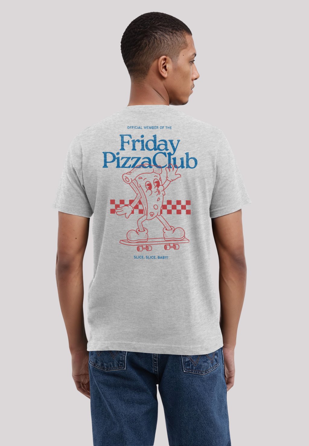 

Футболка с принтом FRIDAY PIZZA CLUB F4NT4STIC, серый