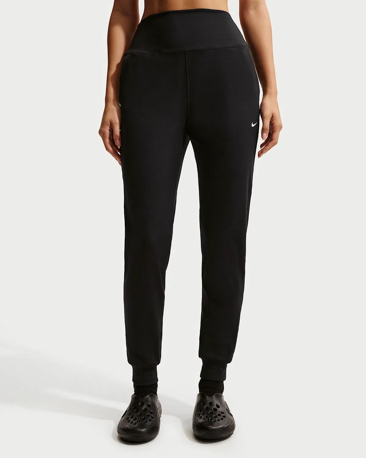 Женские спортивные штаны Nike One с высокой посадкой, полной длиной, Black/White — фото 2