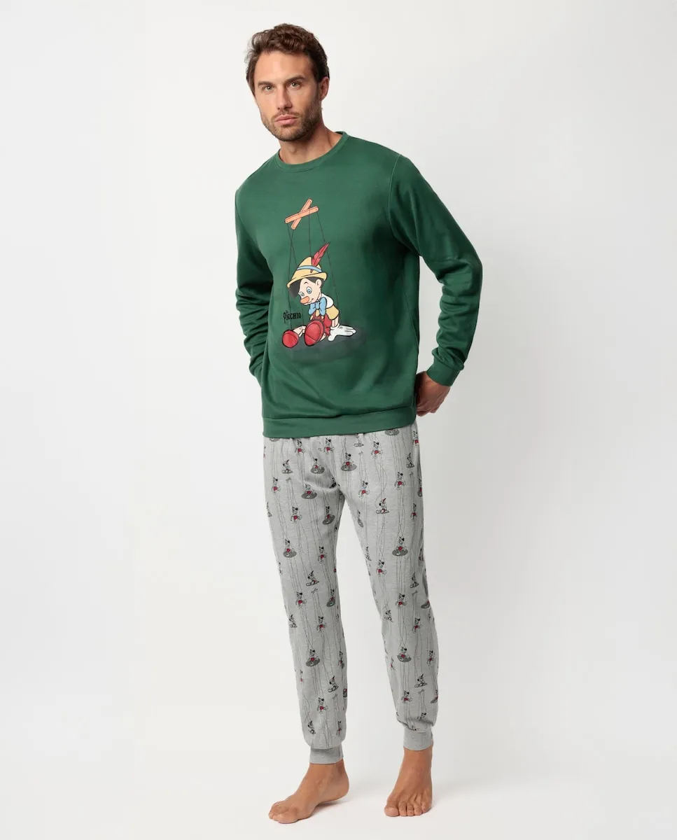 

Длинная мужская пижама из зеленого хлопкового трикотажа Disney