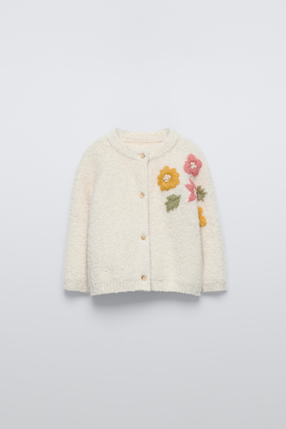 

Вязаный кардиган с цветочной вышивкой ZARA, экрю