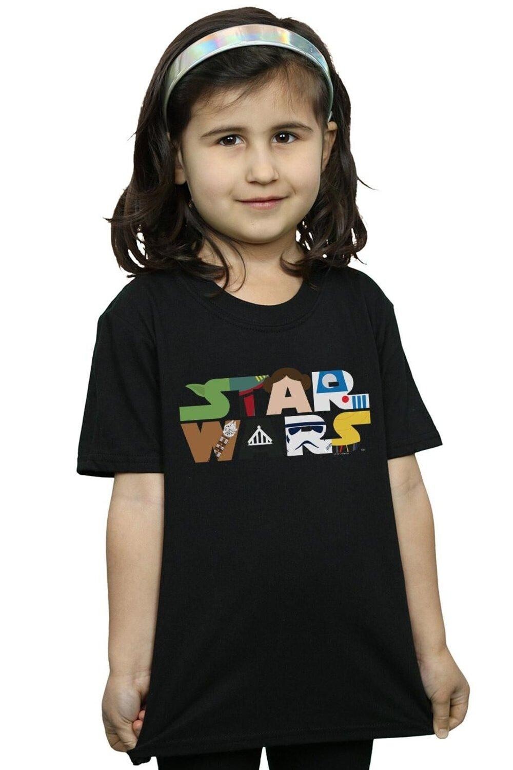 

Хлопковая футболка с логотипом персонажа Star Wars, черный