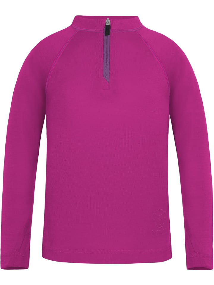 

Normani Outdoor Sports Детская футболка с длинным рукавом из мериносовой шерсти с застежкой-молнией на четверть длины, цвет фуксия