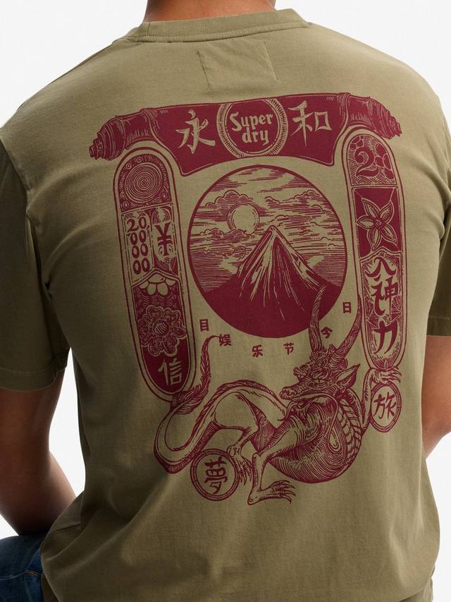 Футболка Tokyo Narrative свободного кроя Superdry, Light Khaki Green — фото 4