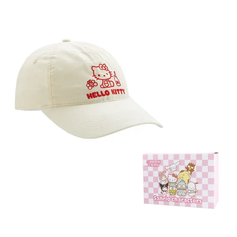 

Sanrio Хлопковая бейсболка Hello Kitty унисекс, Beige Hello Kitty Baseball Cap