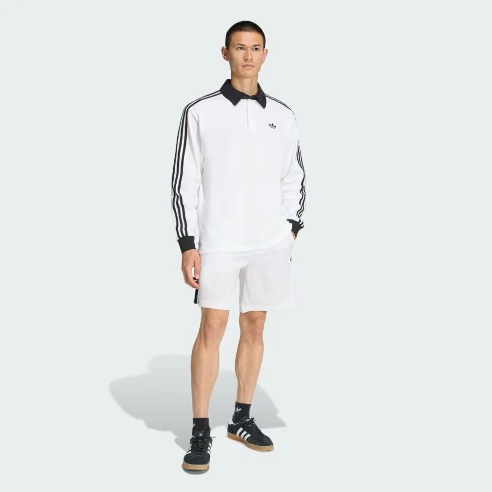 Футболка-поло с длинными рукавами и тремя полосками для регби Adidas, white — фото 3