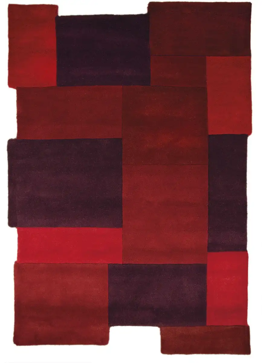 

FLAIR RUGS шерстяной ковер "Abstract Collage", прямоугольный, 100% шерсть, клетчатый дизайн, пэчворк, современный, разноцветный 120х180 см, красный