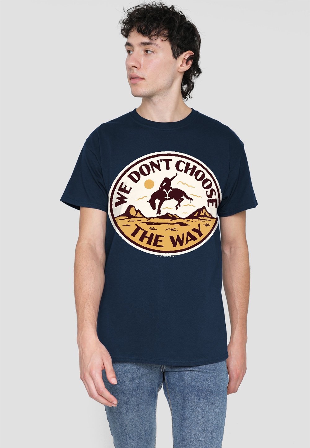 

Футболка с принтом YELLOWSTONE WE DON T CHOOSE THE WAY BUCKING BRONCO Cotton Soul, темно-синий